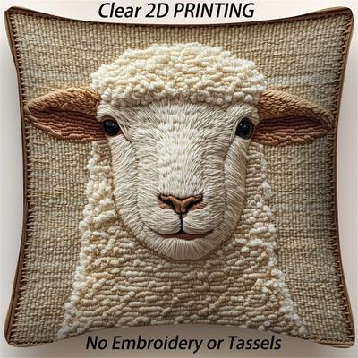 TEMU 1pc Lamb Spring Decorative Cushion Cover With 2d Double-sided Printing, Easter Couch Bedroom Sofa Styling, Lightweight Fabric, No Insert Included Image