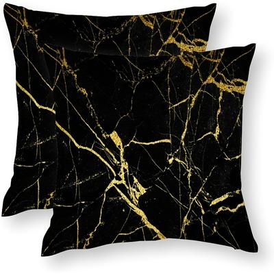 TEMU 2-pack Vintage Style Decorative Pillowcases, 18x18 Inch, Black And Design, Machine Washable, Zipper Closure, Polyester, For Living Room Sofa - No Insert Image