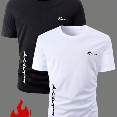 TEMU 2pcs Combination Set Men's Short Sleeve Micro-elastic Sports T-shirt Men's Clothing Obm Image