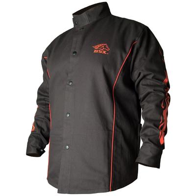 Revco Black Stallion BSX 9oz Black w/Red Flames FR Cotton Welding Jacket