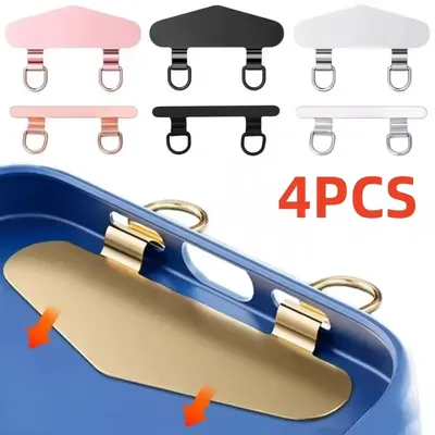 Stainless Steel Mobile Phone Lanyard Gasket Hanging Cord Clips Ultra Thin Metal Cellphone Tether Patch Replacement Card Clip