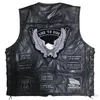 Männer Biker Leder Motorrad Weste Schwarz Motorrad Hip Hop Weste Vintage Männlichen Punk Solide Frühling Ärmellose Jacke