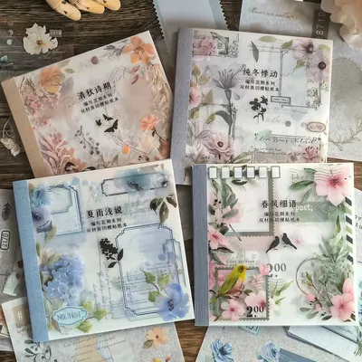4 stil 20 teile/buch INS Floral Aufkleber Buch Vier Jahreszeiten Thema Schneiden Sammelalbum Image