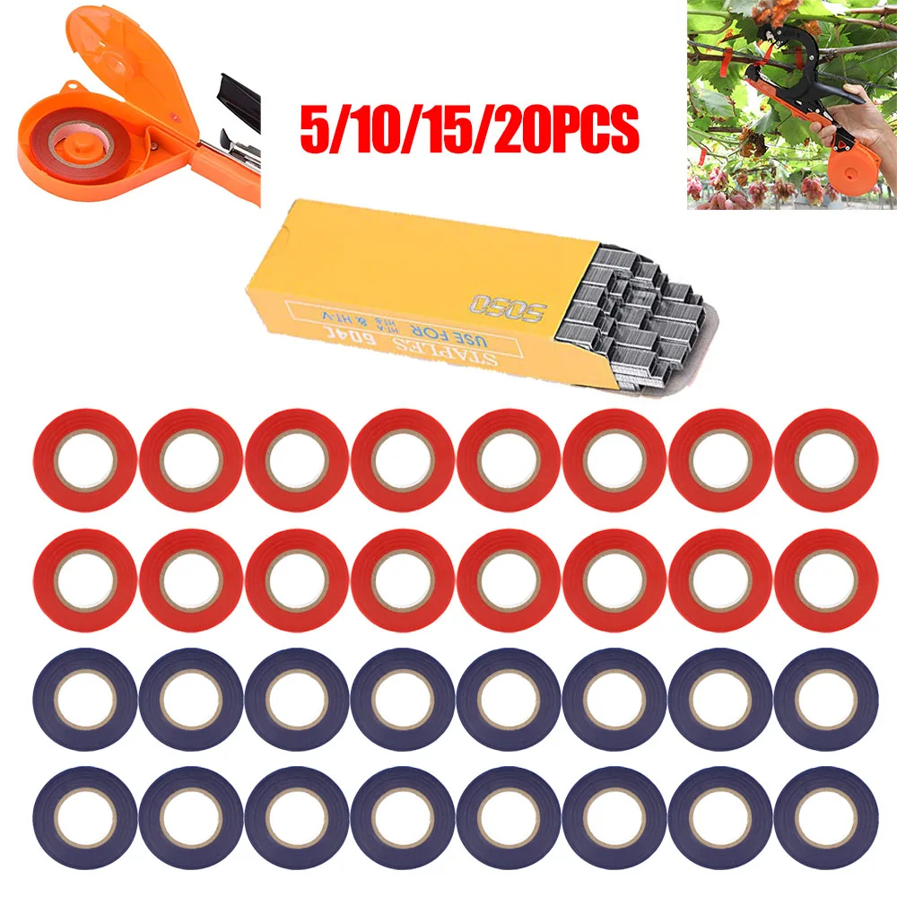 SI FANG Pflanzenzweig-Bindeband mit Heftklammerbox, Baumbindungsgürtel, Gartengerät, Pflanzenbinder, Tapetool Tapener für den Hausgarten Image