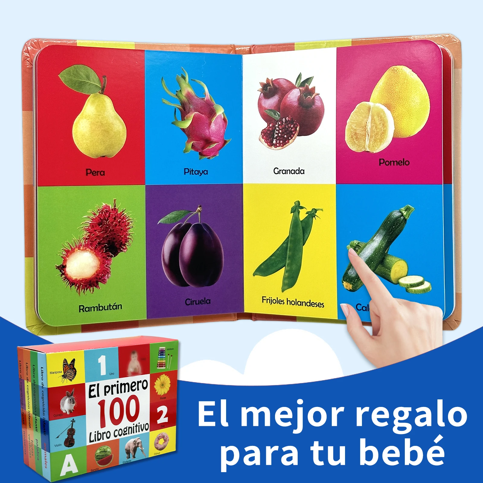 Kognitive Babykarten – 4 Themen, abgerundetes Randdesign, leuchtende Farben, spanische Bücher Image