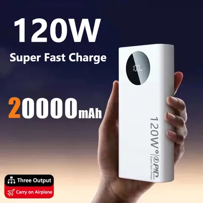 20000 mAh Hohe Kapazität Power Bank 120 W Super Schnelle Lade Power Tragbare Externe Batterie Für iPhone Samsung Huawei xiaomi