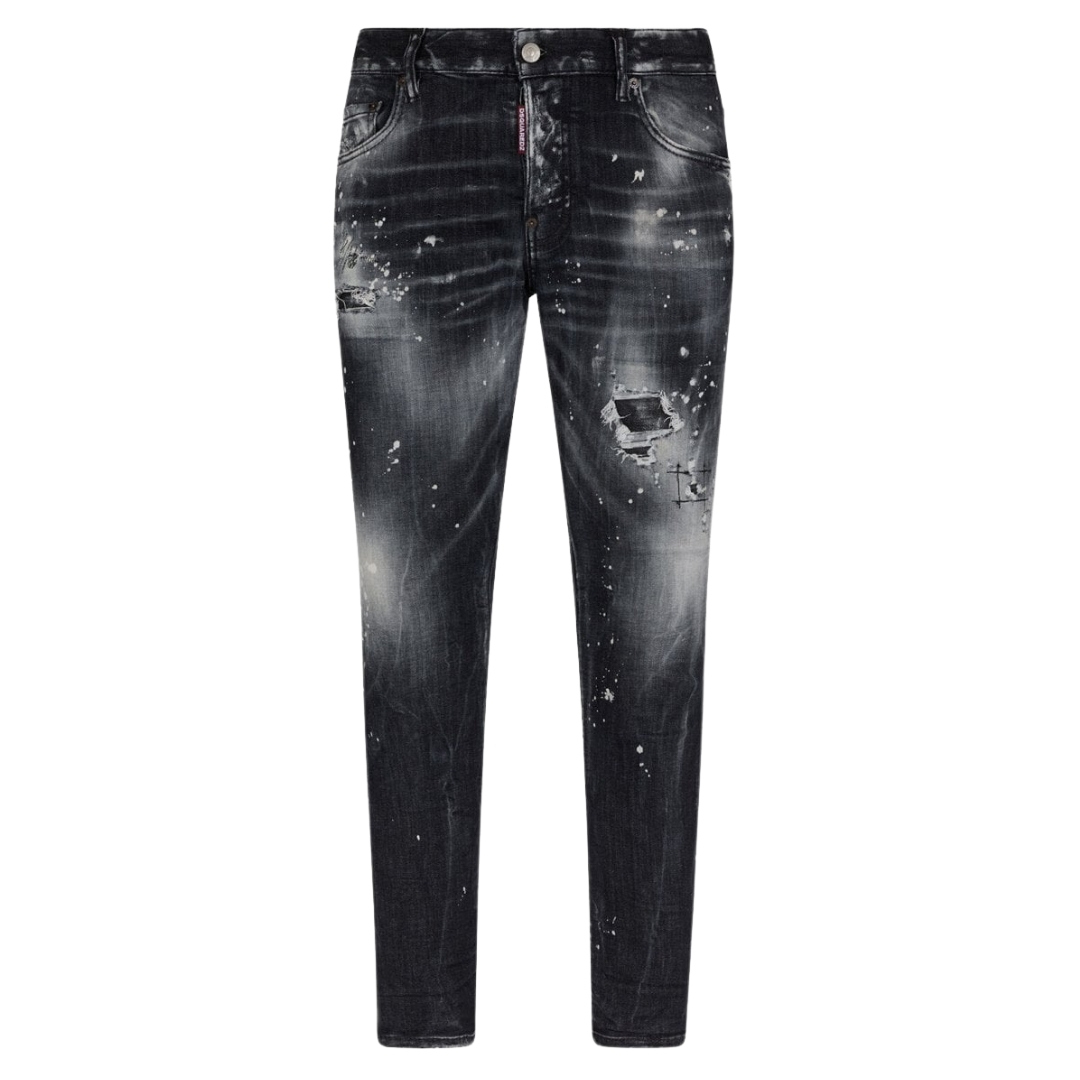 Dsquared2 Skater Jean Paint Splatter Faded Black Wash Jeans