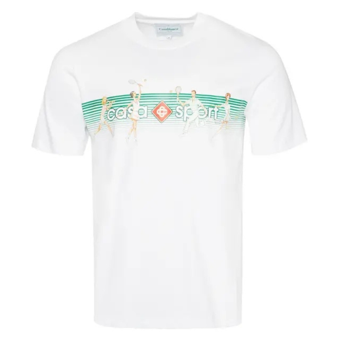 Weißes T-Shirt mit verspieltem Streifendesign von Casablanca Image