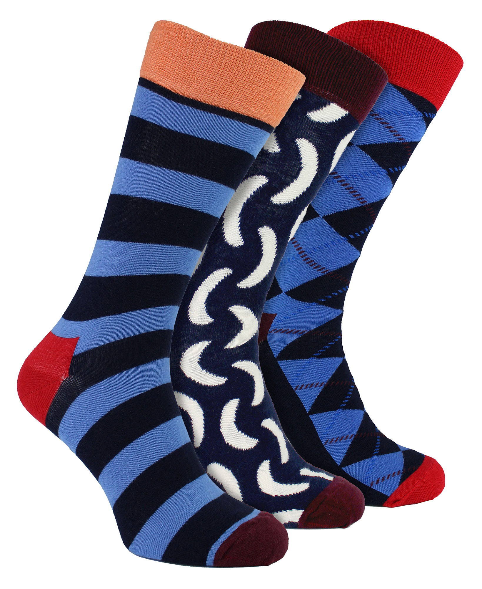 HS von Happy Socks - Herren 3er-Pack Klassische Argyle-Anz socks - Argyle (Rot)