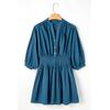 Azura Exchange Türkis Knopf-Baumwollkleid