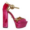 Dolce & Gabbana Damen Pink Velvet Kristall Knöchelriemen Sandalen Schuhe