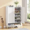 Schlanker 6-stöckiger Schuhschrank mit verstellbaren Regalen, freistehendes Schuhregal aus Holz für Eingangsbereich, Flur, Wohnzimmer – Weiß