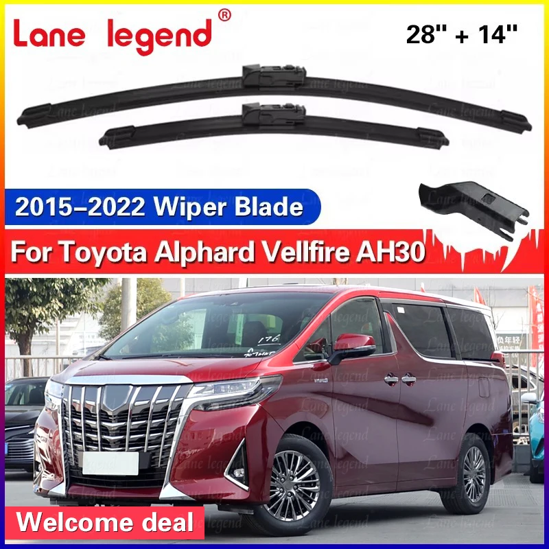 Auto Front Wischer Klingen Für Toyota Alphard Vellfire AH30 2015-2022 Windschutzscheibe Windschutz Gummi Auto Zubehör 28 "+ 14" Image