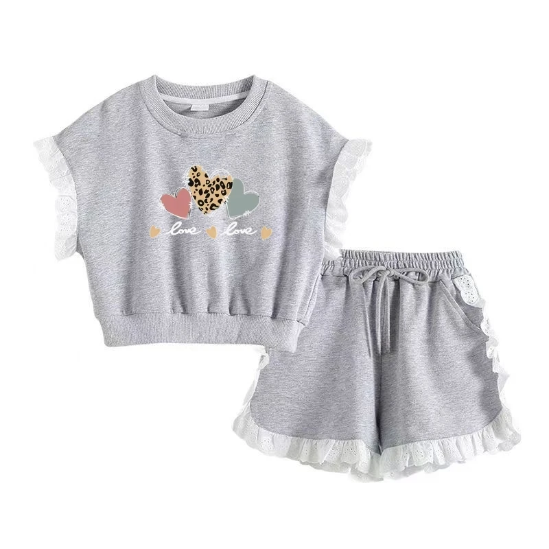 Baby Mädchen Kleidung Sommer Kinder Spitze Patchwork Top & Shorts 2-teiliges Set Floral Verziert Trainingsanzug Kinder Kleidung Casual Outfit Image