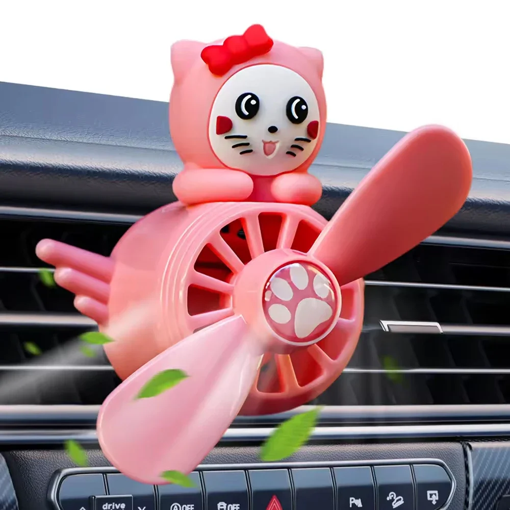 Auto-Lufterfrischer, Husky, rosa Katze, Autozubehör, Innenparfüm-Diffusor, rotierender Propeller, Auslass, Duft, magnetisches Design Image