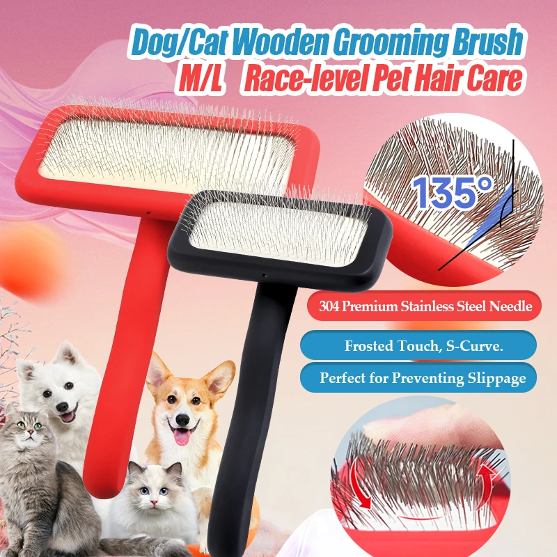 Fenice schwarz & rot Haustier Pflege Nadel Kamm Hund Katze Pflege Haarentferner Bürste Handbuch Haushalt Haar bürste Haustier Zubehör Image