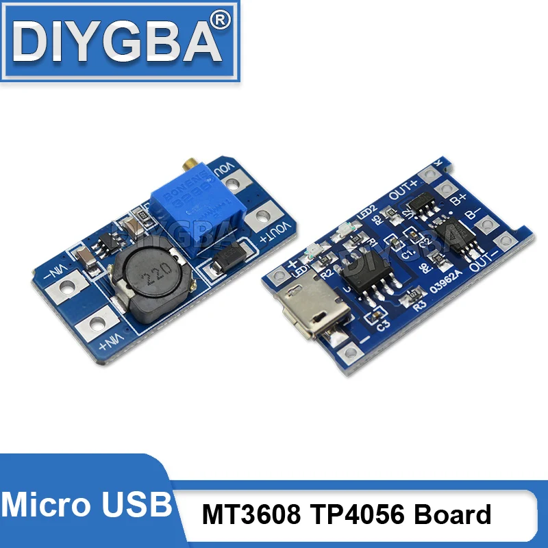 Tp4056 18650 5v 1a Lithium-Batterie ladegerät Modul Lade karte mit Schutz mt3608 2a DC-DC Step-Up-Konverter Micro USB Image