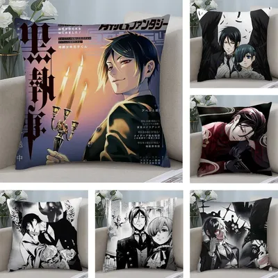 Manga Black B-Butler Kissenbezug, kurze Plüsch-Kissenbezüge, Sofa, dekorativ, Geschenk, Zuhause, Image