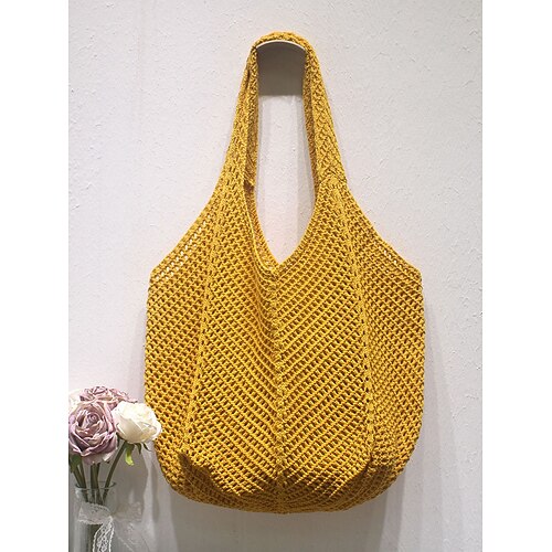 Per donna Borsa tote Borsa hobo Borse a Spalla Poliestere Rete Shopping Casual Quotidiano Spiaggia Grande Capacità Leggero Tinta unica Nero Giallo Rosso
