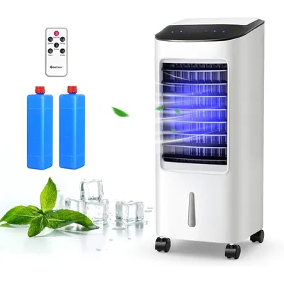 Portable Cooling Fan with Remote Control, 3-Mode, 3-Speed and 7.5H Timer Function, Include Ice Cryst