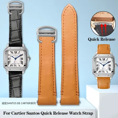 19mm 21mm Quick Release Leather Strap for Cartier Santos Classic Style WSSA0009 WSSA0010 WSSA0018 New SANTOS Watch Band Chain