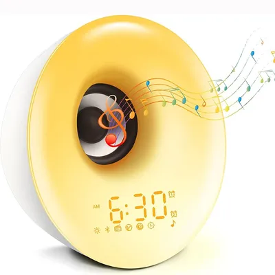 Bluetooth Speaker Clock Wake Up Light Alarm Clock with Sunrise Sunset Simulation Colorful Night