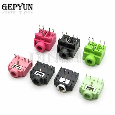 10Pcs 3.5mm 3F07 Dual channel Female Audio Connector 5Pin DIP Headphone Jack Socket pink green blue