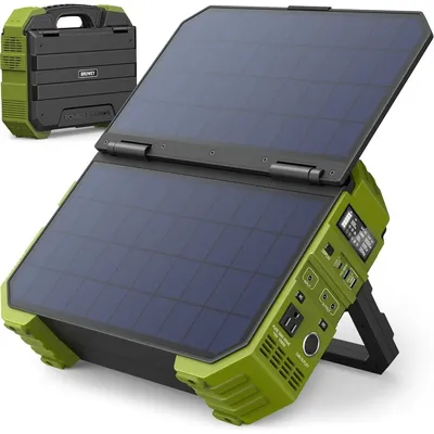 Portable Power Station 1000W with Built-in Solar Panel, 614WH/192000mAh LiFePO4 Battery Pack, Solar