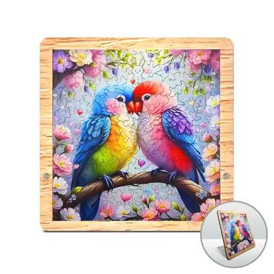Two Birds Wooden Puzzle, 115 Pieces Jigsaw Puzzles with Wooden Frame, Unique Shaped Wooden Puzzle