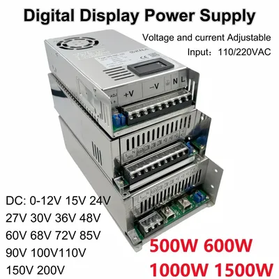 Digital Display Adjustable 500W 600W 1000W 1500W Power Supply 0-12V 15V 24V 27V 30V 36V 48V 60V 72V