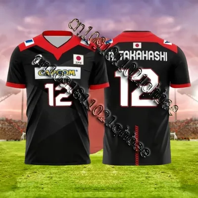 Japan Capcom Men's Volleyball Team ISHIKAWA R. TAKAHASHI NISHIDA Jersey 3D Printed Breathable