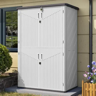 Outdoor Storage Shed, 64 Cu.Ft Vertical for Garage Storage, Pool Storage, Bike Shed, Garden Shed,