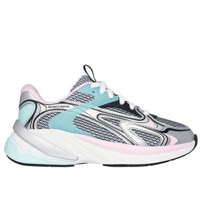 Skechers Girl's S2K Sneaker | Size 12.5 | Silver | Synthetic/Textile