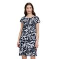 Sommerkleid BETTY BARCLAY "Betty Barclay Stufenkleid mit U-Boot-Ausschnitt", Damen, Gr. 48, Normalgrößen, blau (dunkelblau, weiß), Obermaterial: 100% Polyamid. Futter: 100% Polyester., feminin, gerade kurz, Rundhals, Halbarm, Kleider, Druck