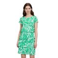 Sommerkleid BETTY BARCLAY "Betty Barclay Stufenkleid mit U-Boot-Ausschnitt", Damen, Gr. 48, Normalgrößen, bunt (grün, cream), Obermaterial: 100% Polyamid. Futter: 100% Polyester., feminin, gerade kurz, Rundhals, Halbarm, Kleider, Druck