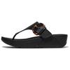 Zehentrenner FITFLOP "LULU RESIN-BUCKLE LEATHER TOE-POST SANDALS", Damen, Gr. 38, schwarz, Rindsleder, unifarben, klassisch, Schuhe, Pantolette, Slides, Flats mit verstellbarer Schnalle