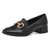 Pumps TAMARIS, Damen, Gr. 38, schwarz, Lederimitat, klassisch, Schuhe, Blockabsatz, Businesschuh, Slipper mit goldfarbenem Schmuckelement