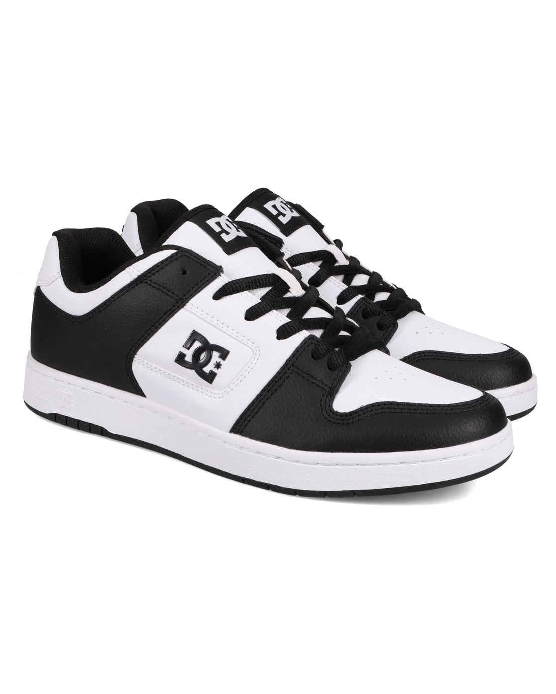 Sneaker DC SHOES "Manteca", Herren, Gr. 13(47), schwarz-weiß (weiß, schwarz, weiß), Obermaterial: Leder (Kuh) / Futter: Textil / Außensohle: Gummi, Schuhe Sneaker