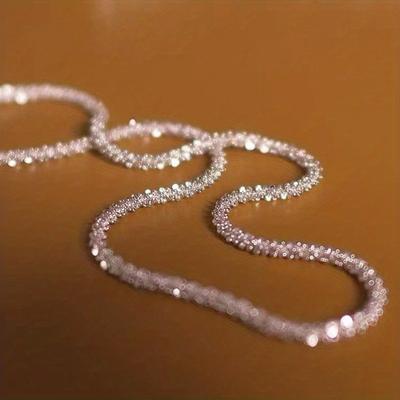 TEMU Sparkling Minimalist Chain Necklace For Men And Women 18-24 Inches Image