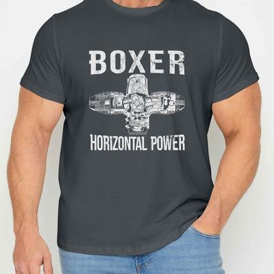 TEMU Men's Casual Boxer Engine Print T-shirt, Polyester 100 Neck, Regular Fit, Stretch, Summer Knit Fabric Top, 150gsm - Plus Size Image