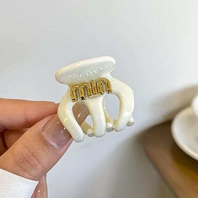 TEMU Cute Resin Hair Clip, Middle Size, Single Piece, Black And Beige, Clip Image