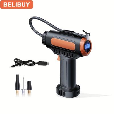 TEMU Portable Tire Inflator Air Compressor With Led, 2000mah Battery, Fast Inflation Car And Motorcycle Tire Pump With Pressure Gauge, Rechargeable Tire Inflator Image