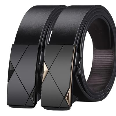 TEMU 2pcspaul Belt Men's Leather High-end Automatic Belt Men's Fashion Casual Belt Men' Sense Image