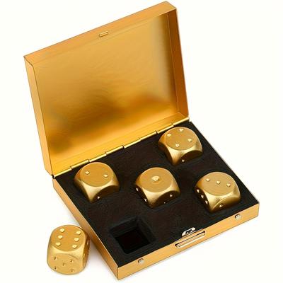 TEMU 5pcs Dice Set With Storage Box - Accurate & Readable, Ideal For Party Games, Party Game Essentials|elegant Dice Design| Dice Set, Dice Games Image