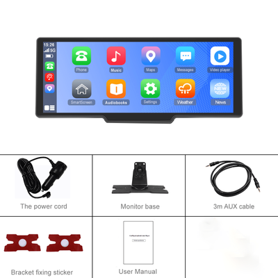 TEMU Interactive Displays With Touch Screen Version10.26-inch Portable Car Stereo For Car With Carplay & For Auto With / Backup Camera/ Wireless/ Navigation/ Aux For All Vehicles Image