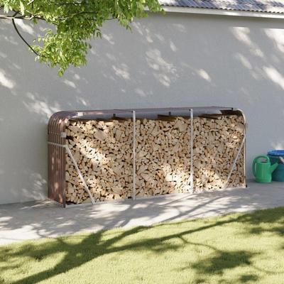 TEMU Firewood Shelter Brown 234x45x100 Cm Galvanized Steel Image