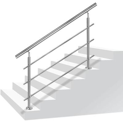 AUFUN 120cm Edelstahl Handlauf Treppengeländer Innen und Außen mit 2 Pfosten für Treppen, Brüstung, Image