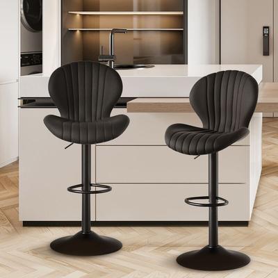 Hawthyhome - Barhocker 2er Set Barhocker Höhenverstellbar mit lehne •Hocker aus Fabric•Küchenstühle Image