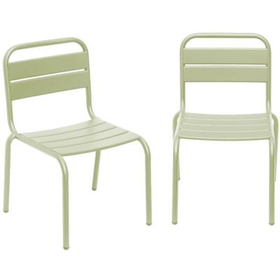Sweeek - 2er-Set Kinderstühle aus Metall, Pulverbeschichteter Stahl, Hellgrün Image