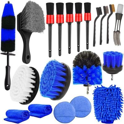 20 Kit Nettoyage Voiture avec Brosse Jante Voiture,Brosse Perceuse,Gant Microfibre Chiffon